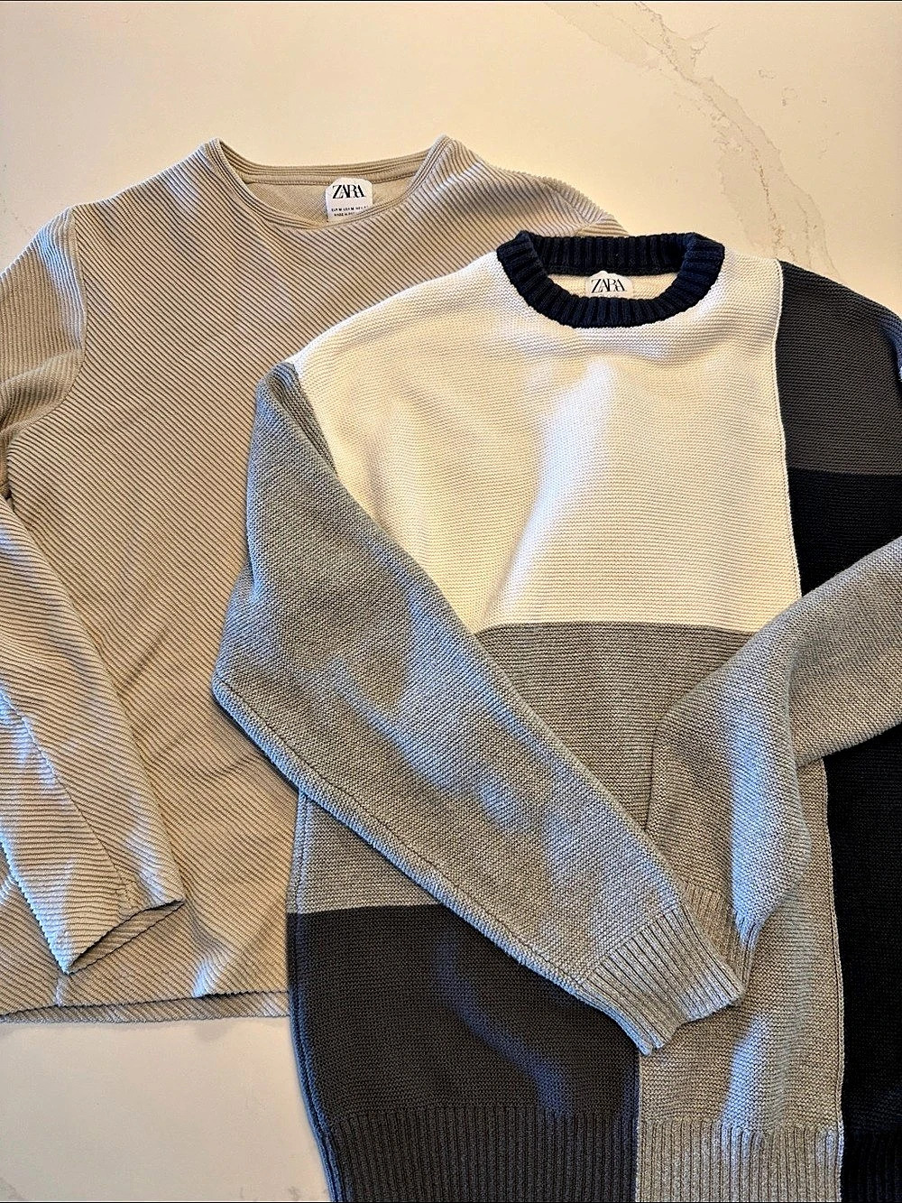 2 Pack Zara Color Block Crewneck Sweater and Tan Medium Like New